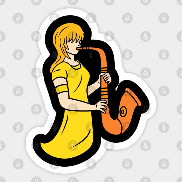 Saxophonist girl Sticker by Andrew Hau